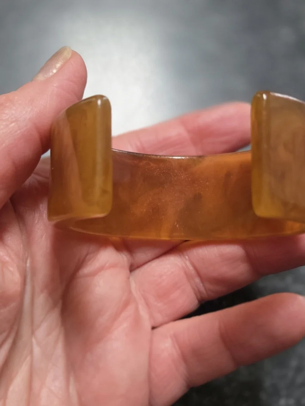 Vintage Bakelite Amber Butterscotch Wide Cuff Bracelet 2.5” Diameter